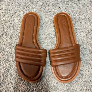 J.Crew Sorrento Padded Slide Sandals, Rich Caramel, Size 8
